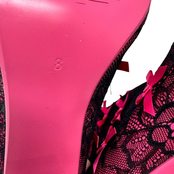 Sugar Thrillz Rubine Lace Sock Heels Bow Coquette Whimsigoth Size 8 - Picture 9 of 10